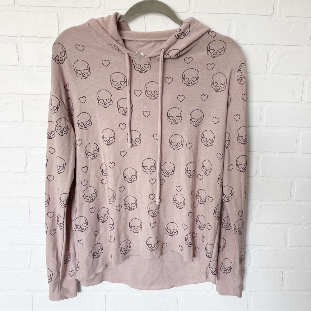 Chaser Pink Skull Hooded Pullover Sz M